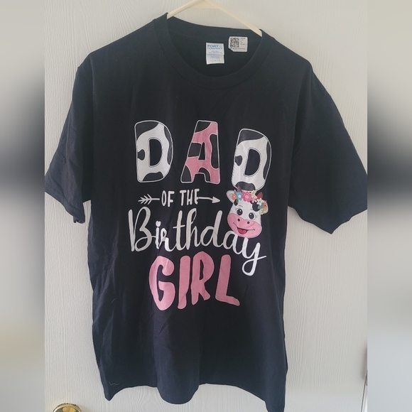 Dad of the Birthday Girl Shirt Dad Men Birthday Party T-Shirt Size L New Cotton - Picture 6 of 8